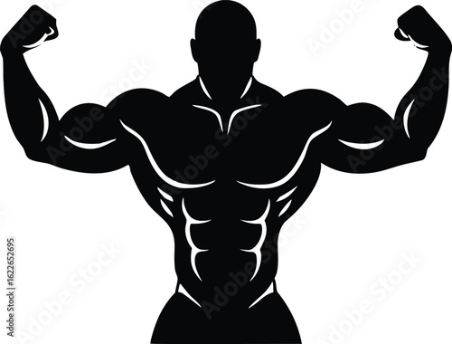 strong man silhouette vector muscular bodybuilder clipart fitness gym training illustration