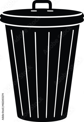 Simple trash bin icon silhouette vector graphic perfect for environmental and cleanup clipart