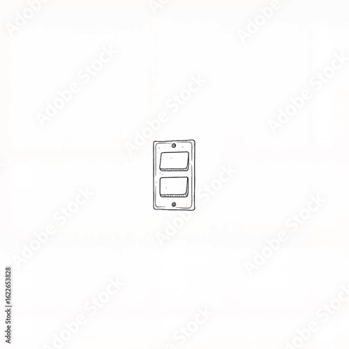 Light switch with two buttons on white background