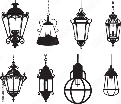 Vintage hanging lanterns collection light outdoor
