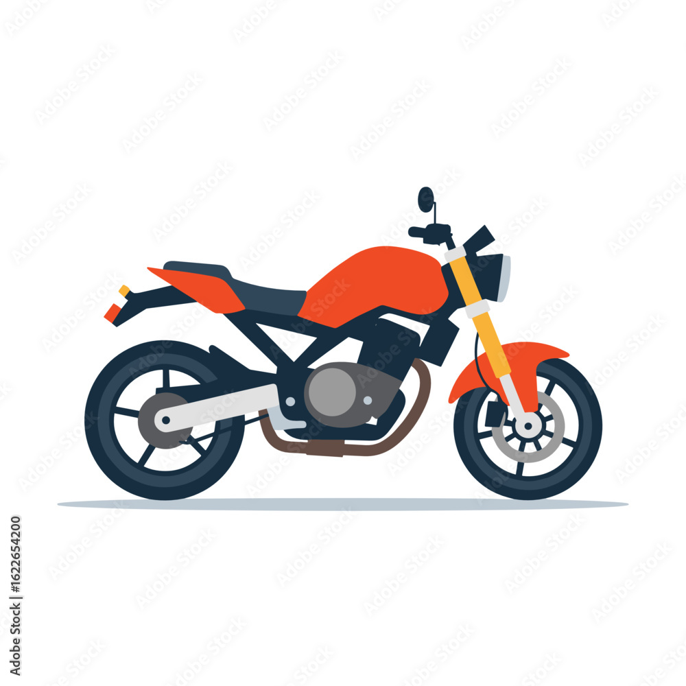 Fototapeta premium Motorcycle in flat design with orange and black colors 