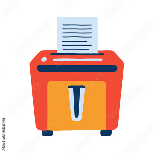 Paper shredder with documents being fed through the machine  