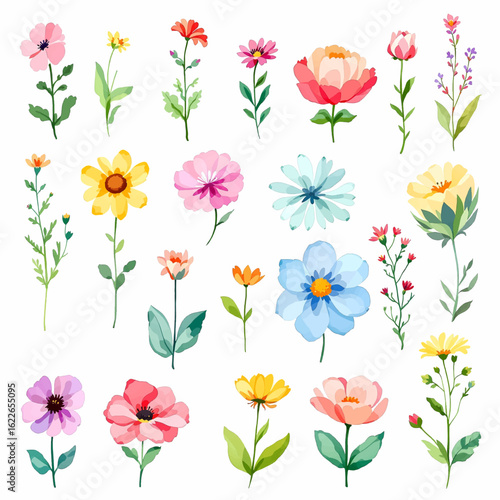 Soft pastel blossoms and leaves in fresh garden composition