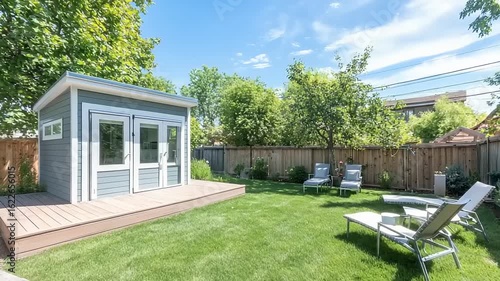 Backyard Shed with Outdoor Furniture