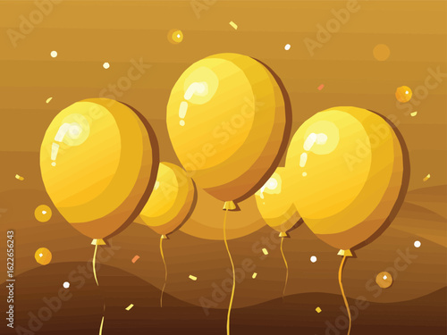 Collection of yellow balloons floating, symbolizing joy, celebrations, and festive occasions.
