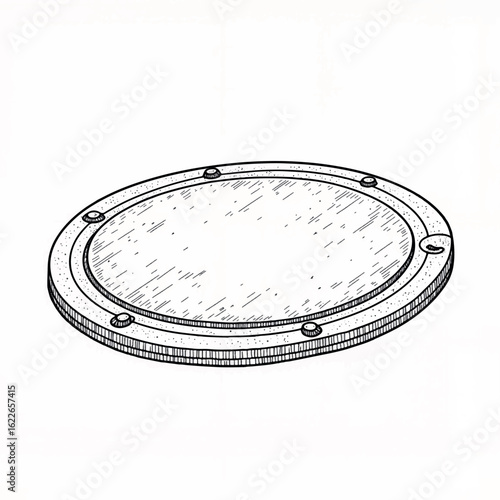 Circular manhole cover in sketch style