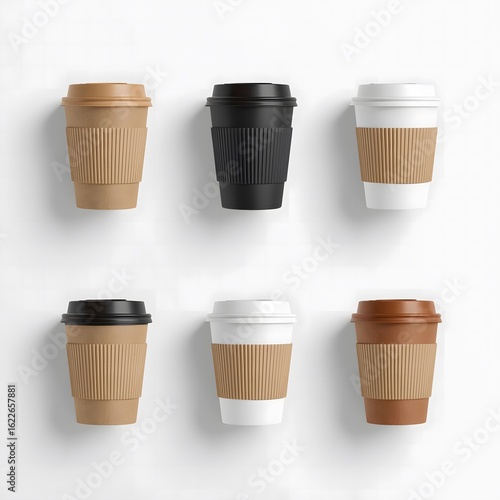 Wallpaper Mural Coffee Cups in Different Colors mockup Torontodigital.ca