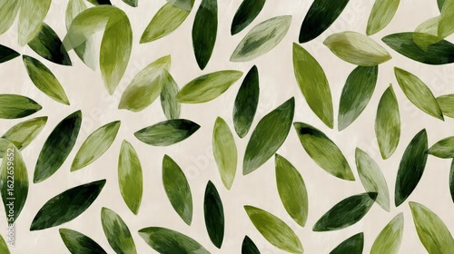 Abstract Watercolor Leaf Pattern On Beige Background