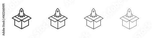 Product release icon concept Linear Pictogram. Simple element illustration.