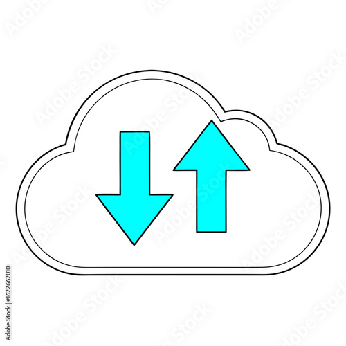 Cloud icon with up and down arrows for upload and download data transfer