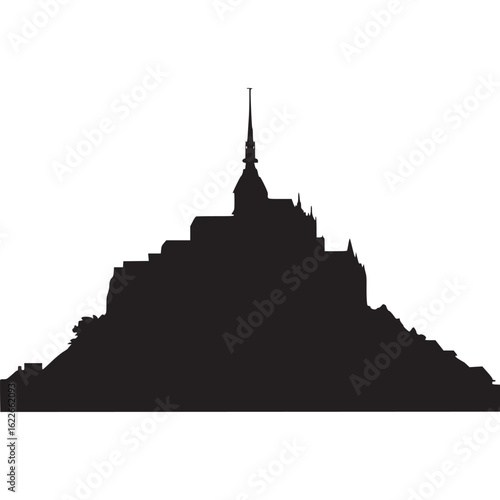 Silhouette of mont saint-michel on transparent background