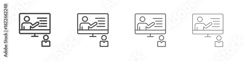 Online course icon concept Linear Pictogram. Simple element illustration.