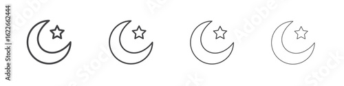 Moon and star icon concept Linear Pictogram. Simple element illustration.
