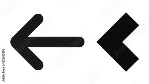 Left Arrow Icons Simple, Bold Black Arrow Graphics for Website Navigation and User Interface Design