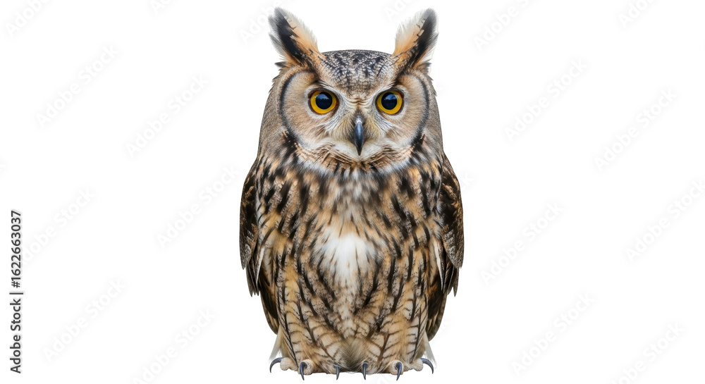 Naklejka premium Isolated Owl with Yellow Eyes
