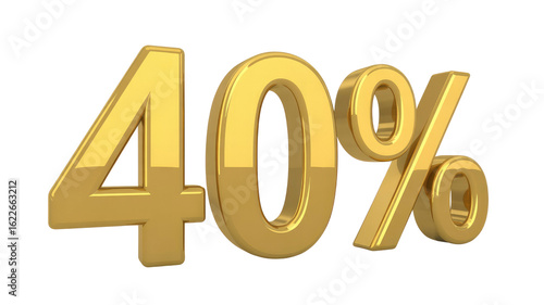40% Off Sale - Golden 3D Percentage Sign for Marketing and Advertising