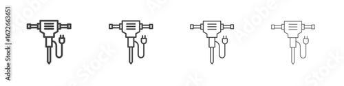 Hydraulic breaker icon concept Linear Pictogram. Simple element illustration.