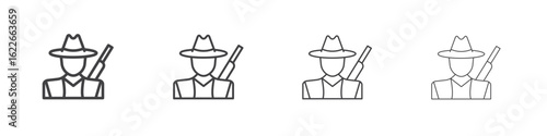 Hunter icon concept Linear Pictogram. Simple element illustration.