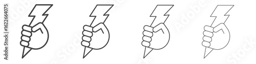 Hand with Power icon concept Linear Pictogram. Simple element illustration.