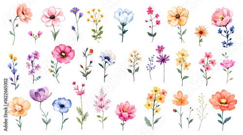 Flowers digital illustration, spring design, watercolor hand painting. Perfectly for printing, sublimation.