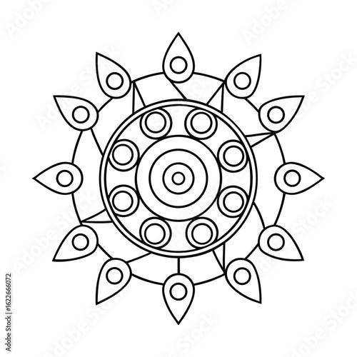 Circular Mandala with Repeating Arrow Shapes Coloring Page