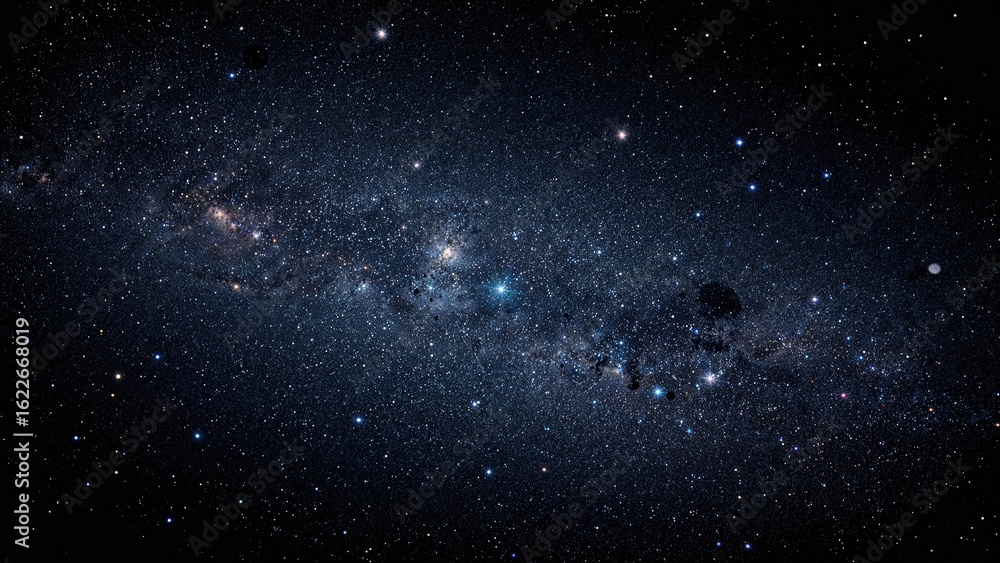 Fototapeta premium Celestial panorama featuring a dense collection of stars and glowing nebulas in the night