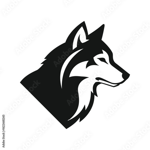 Majestic Black and White Wolf Head Side Profile Logo Vector Illustration