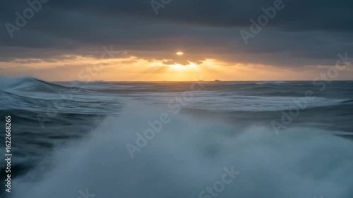 Wallpaper Mural Epic Stormy Ocean with Raging Waves During a Dramatic Golden Sunset Torontodigital.ca