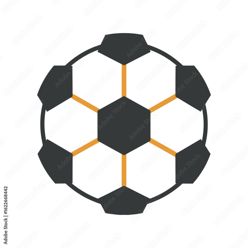 Fototapeta premium Modern Soccer Ball with Orange Lines and Hexagon Pattern