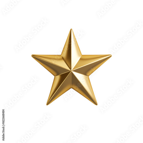 Shiny gold five-pointed star on black background