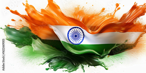 illustration of Abstract tricolor Indian flag watercolor background for Happy Independence Day of India
