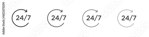 24 7 icon concept Linear Pictogram. Simple element illustration.
