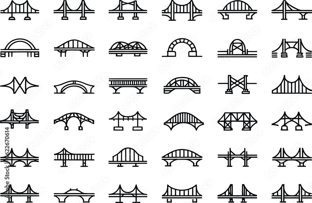 Fototapeta premium Diverse collection of bridge designs showcasing architectural styles and engineering marvels