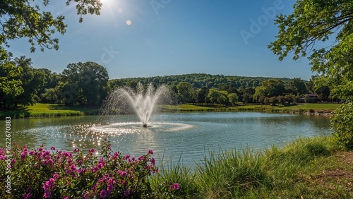 Fototapeta Naklejka Na Ścianę i Meble -  Scenic view of a park in a small town