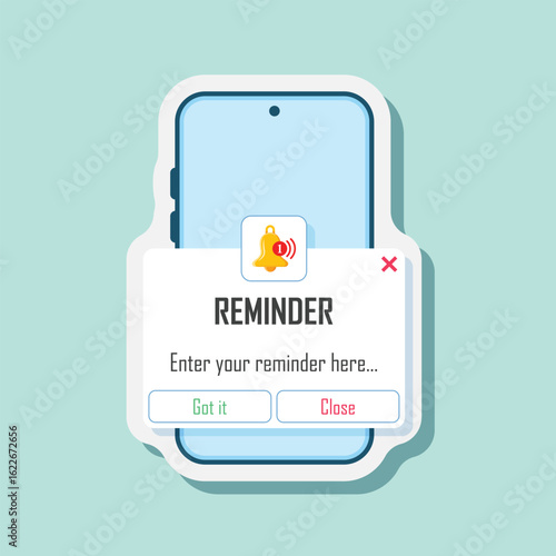 Phone notifications sticker icon in flat style. Smartphone with new notice vector illustration on isolated background. Reminder message sign business concept.