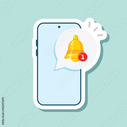 Phone notifications sticker icon in flat style. Smartphone with new notice vector illustration on isolated background. Reminder message sign business concept.