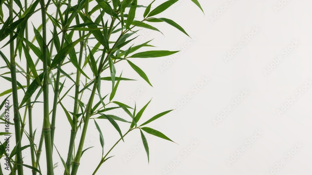 Fototapeta premium A single lucky bamboo shoot displayed on a white background