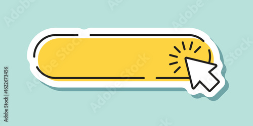 Click here empty banner sticker icon in flat style. Ecommerce vector illustration on isolated background. Shopping button sign business concept.