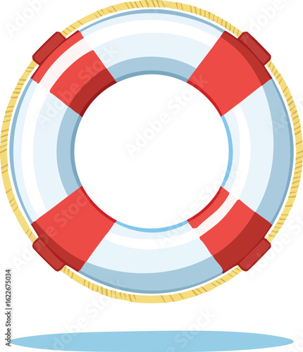 Simple flat lifebuoy icon with red and white color, isolated on white background. Great for safety or rescue themed designs. Generative AI