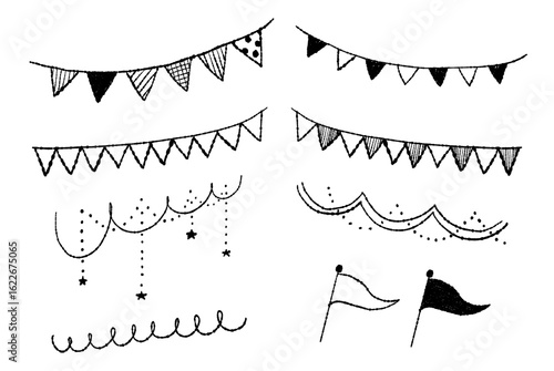 Chalkboard Style Festival Garland and Pennant Banner Illustration
