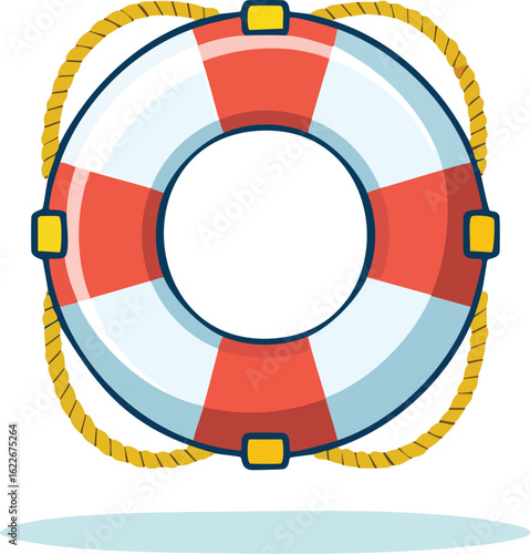 Lifebuoy with yellow rope and detailed edges, isolated on transparent. Ideal for marine or safety related graphics. Generative AI