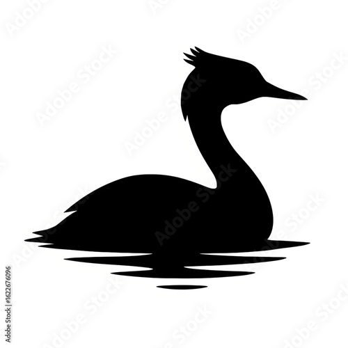 Grebe silhouette victor style whit white background 