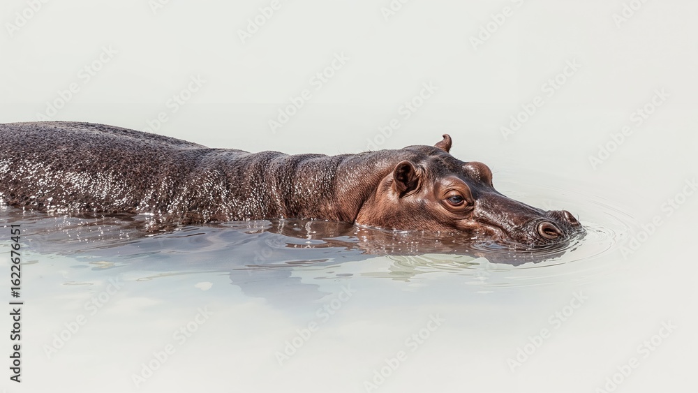 Fototapeta premium Massive Hippo Partially Underwater
