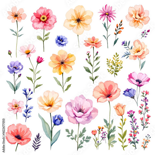 Seamless floral pattern with vector spring flowers, perfect for summer fabric design and nature wallpaper illustration