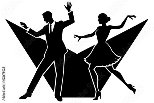 Couple dancing in a dramatic silhouette style