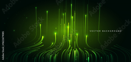 Technology futuristic green lines hi tech cyber element on dark green background.