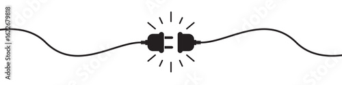 Electric socket with a plug vector. Connection and disconnection concept. Concept of 404 error connection, page not found.