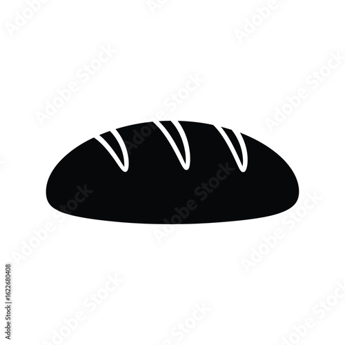 Bread loaf silhouette, freshly baked rustic farm bread, bakery food graphic