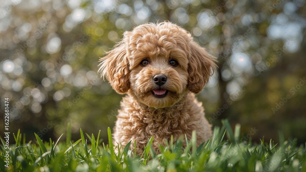 Apricot Miniature Poodle Enjoying a Spring Day Outdoors Apricot Miniature Poodle Enjoying a Spring Day Outdoors