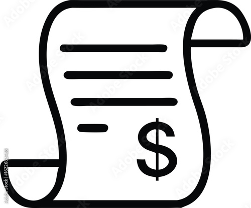 Invoice with dollar sign: An illustrated invoice icon, showing the dollar sign represents finance and business